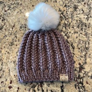 Womens handmade winter hat with Pom
